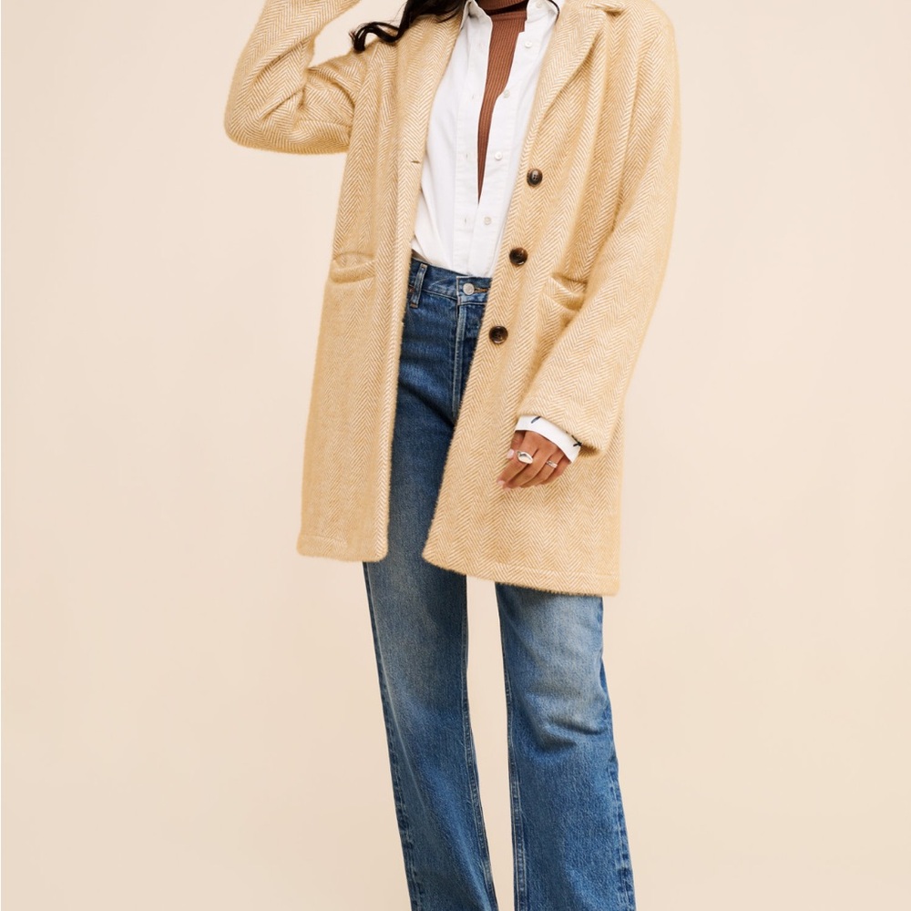 Sanctuary Tan Textured Single-Breasted Blazer Coat